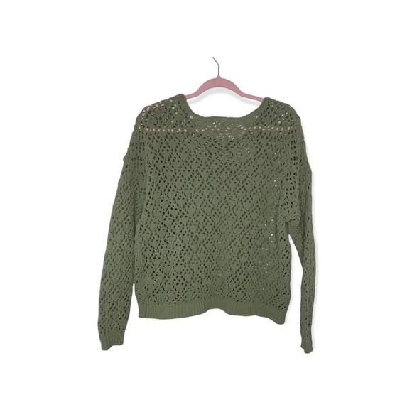 ARTELIER BY NICOLE MILLER Moss Green Open Knit Sweater M NWOT - Picture 3 of 5